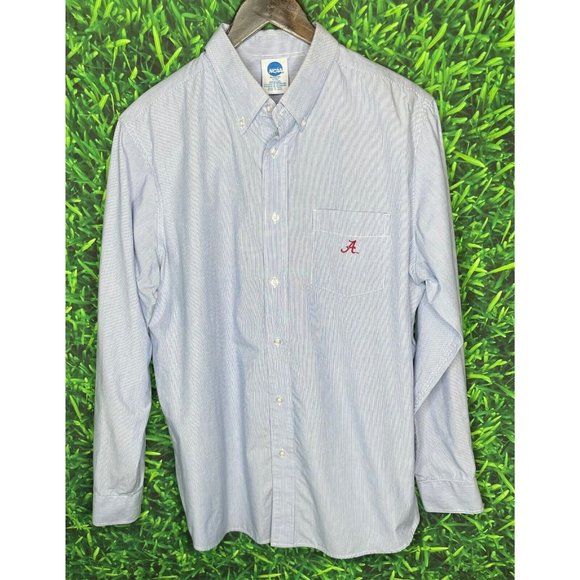 Alabama Crimson Roll Tide Striped Long Sleeve Button Front Shirt Men’s Large - Picture 2 of 4